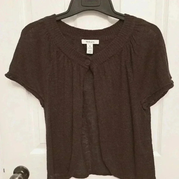 ❤️ Style & Co.  Brown Short Sleeved Sweater Medium - Picture 1 of 5